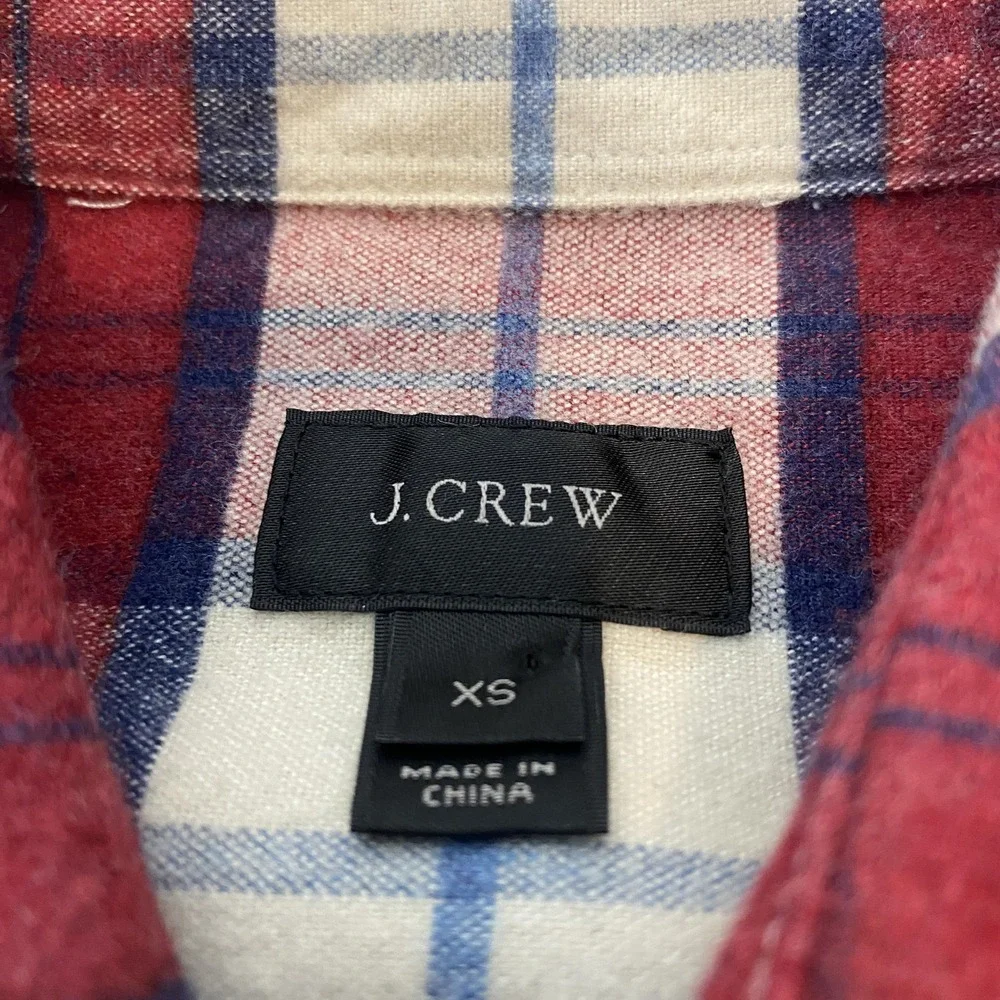 J Crew Shirt Mens Extra Small Red Plaid Flannel‎ Leather Elbow Patches Casual